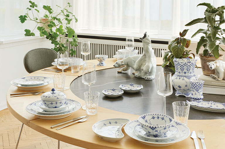Royal Copenhagen Blue Fluted Floral Pattern Porcelain Mega Large Square  Plate