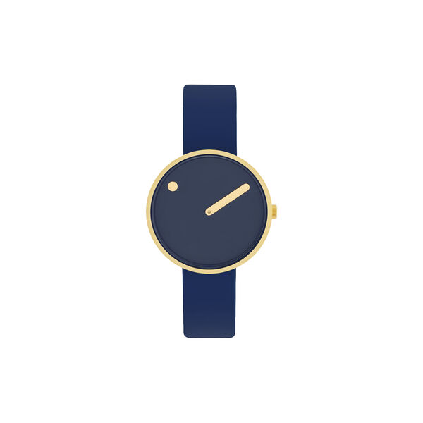 30 mm / Midnight Blue dial / Polished Gold Steel bracelet 30 mm - PICTO  Watches