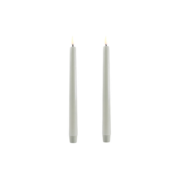 LED Classic Taper Candle 25 cm 2 pcs, dusty green